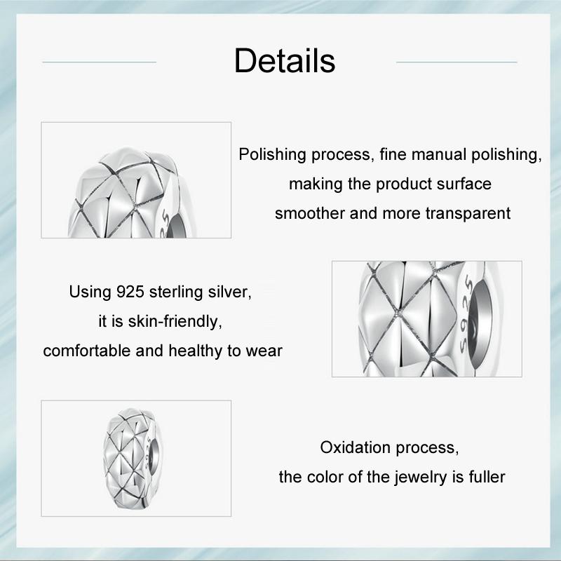 925 Sterling Silver Diy Bracelet Clip Diamond Pattern 6