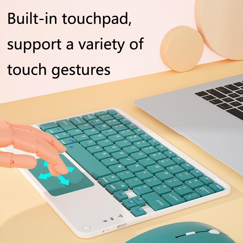 Portable 9.7 Tablet Keyboard With Bluetooth Touchpad & Mouse Set For Ipad - Pink + Mouse
