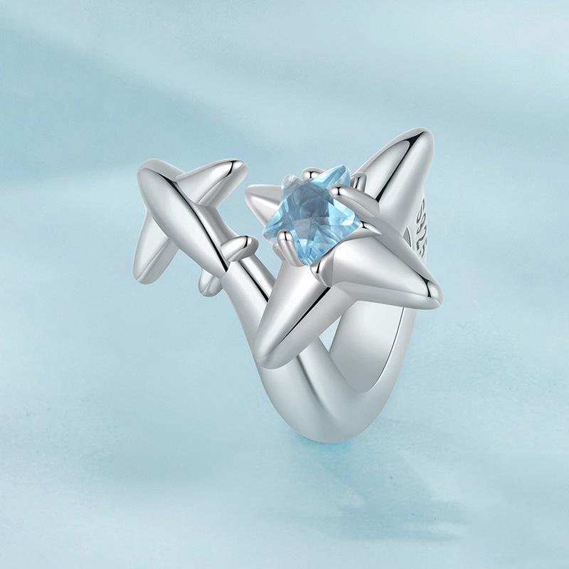925 Sterling Silver Oxidized Airplane Starburst Beads 3