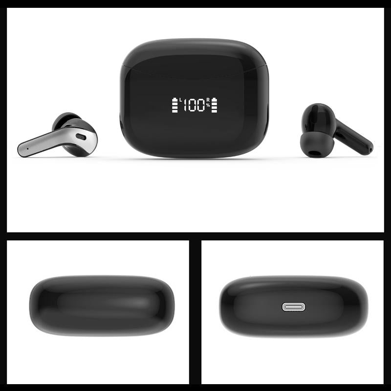 Black Wireless Bluetooth Earphone with Touch Display 3