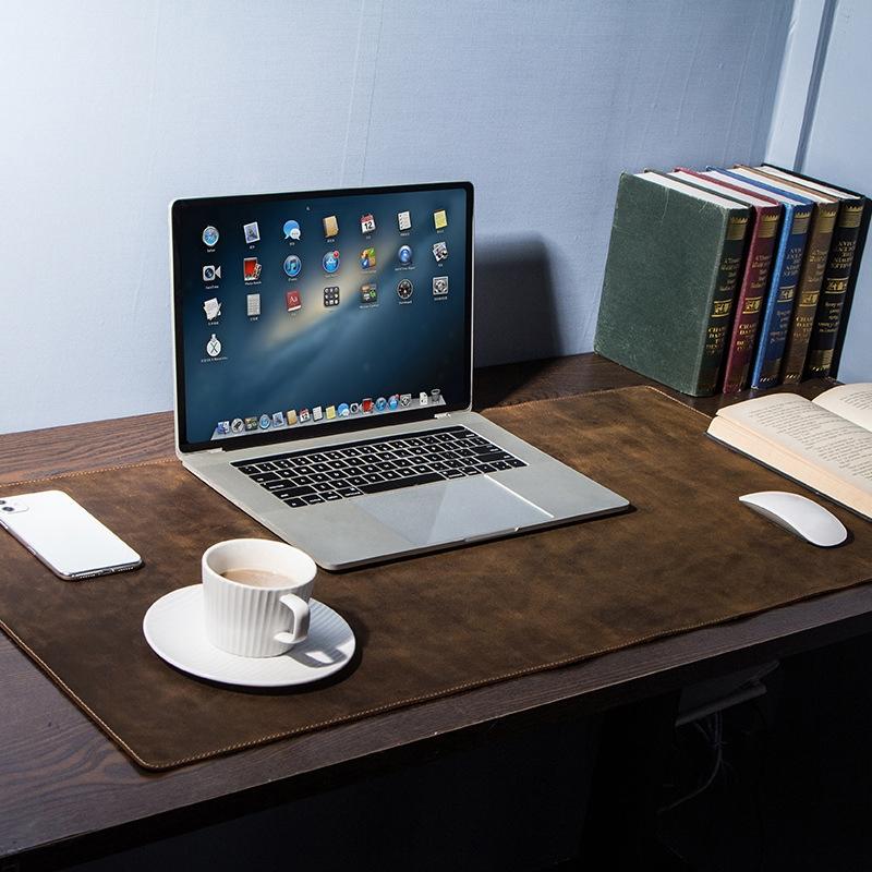Retro Crazy Horse Leather Desk Pad Anti Slip 5
