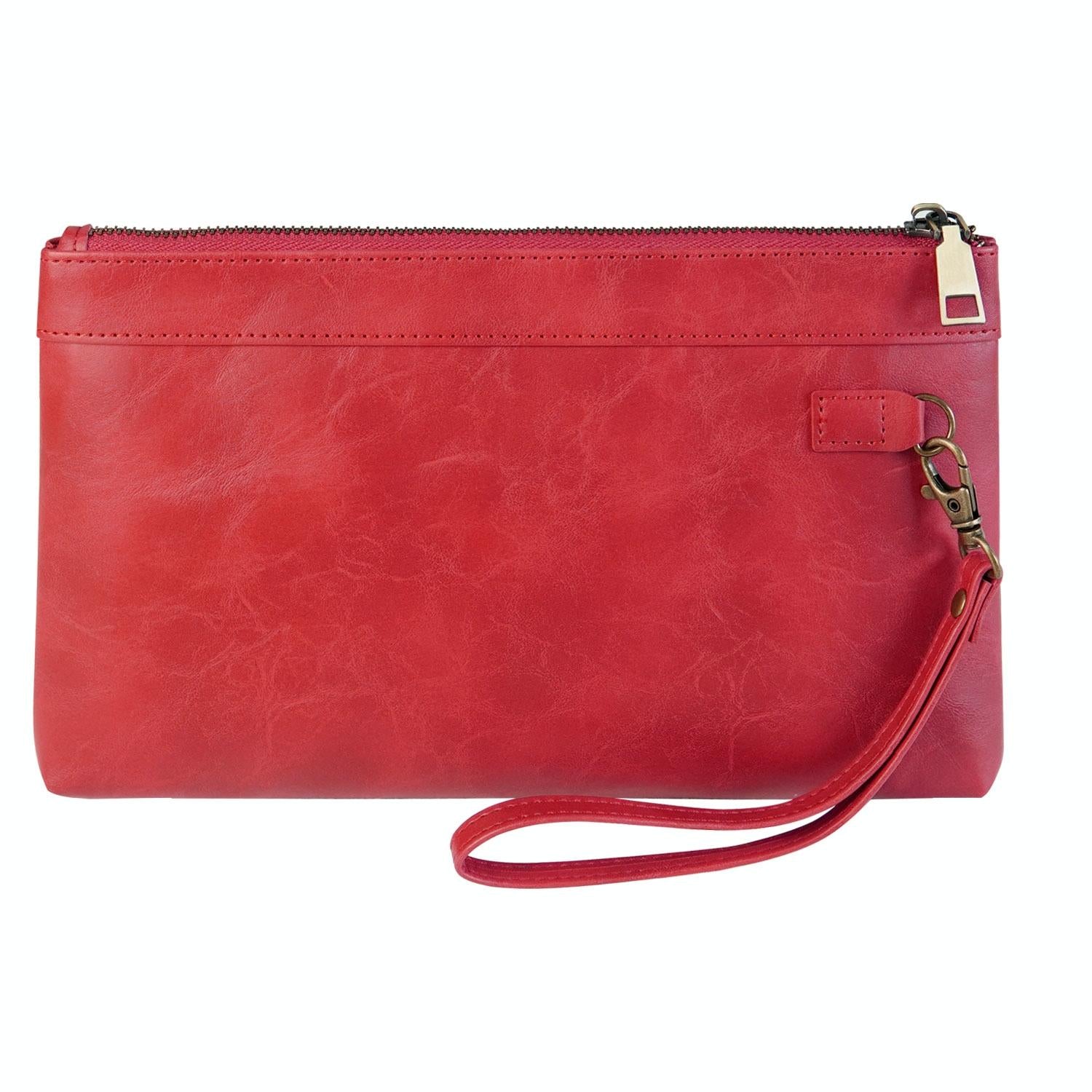 Vintage Leather Envelope Clutch with Zipper Closure - Black 8