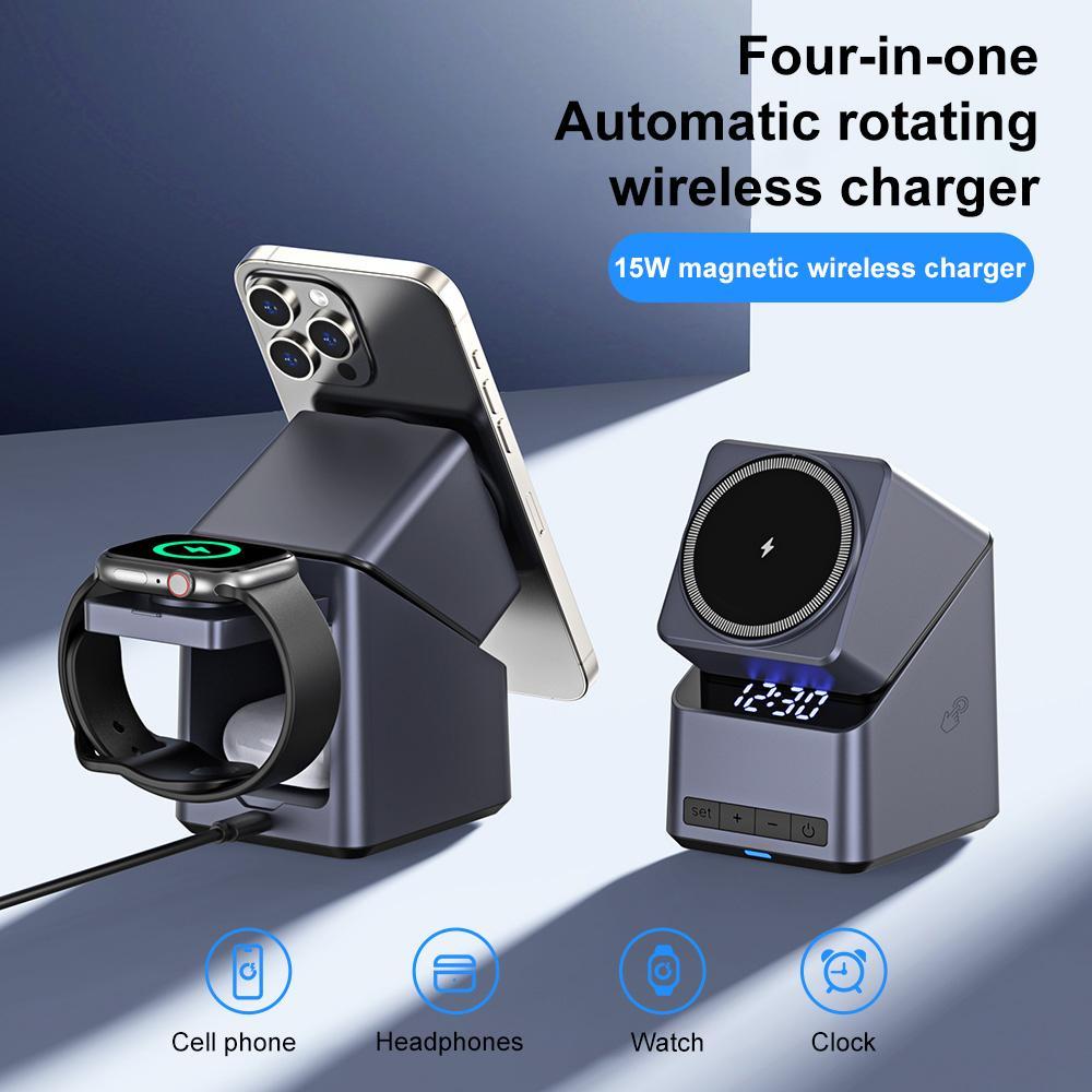 180° Rotating 4 In 1 Magnetic Wireless Charger Grey 4
