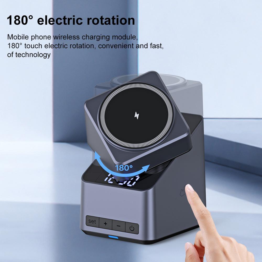 180° Rotating 4 In 1 Magnetic Wireless Charger Grey 5