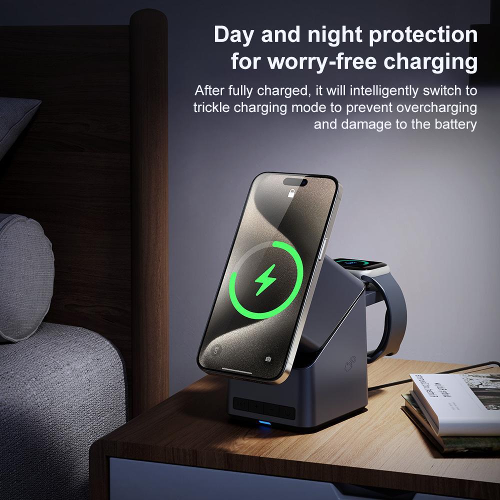 180° Rotating 4 In 1 Magnetic Wireless Charger Grey 7