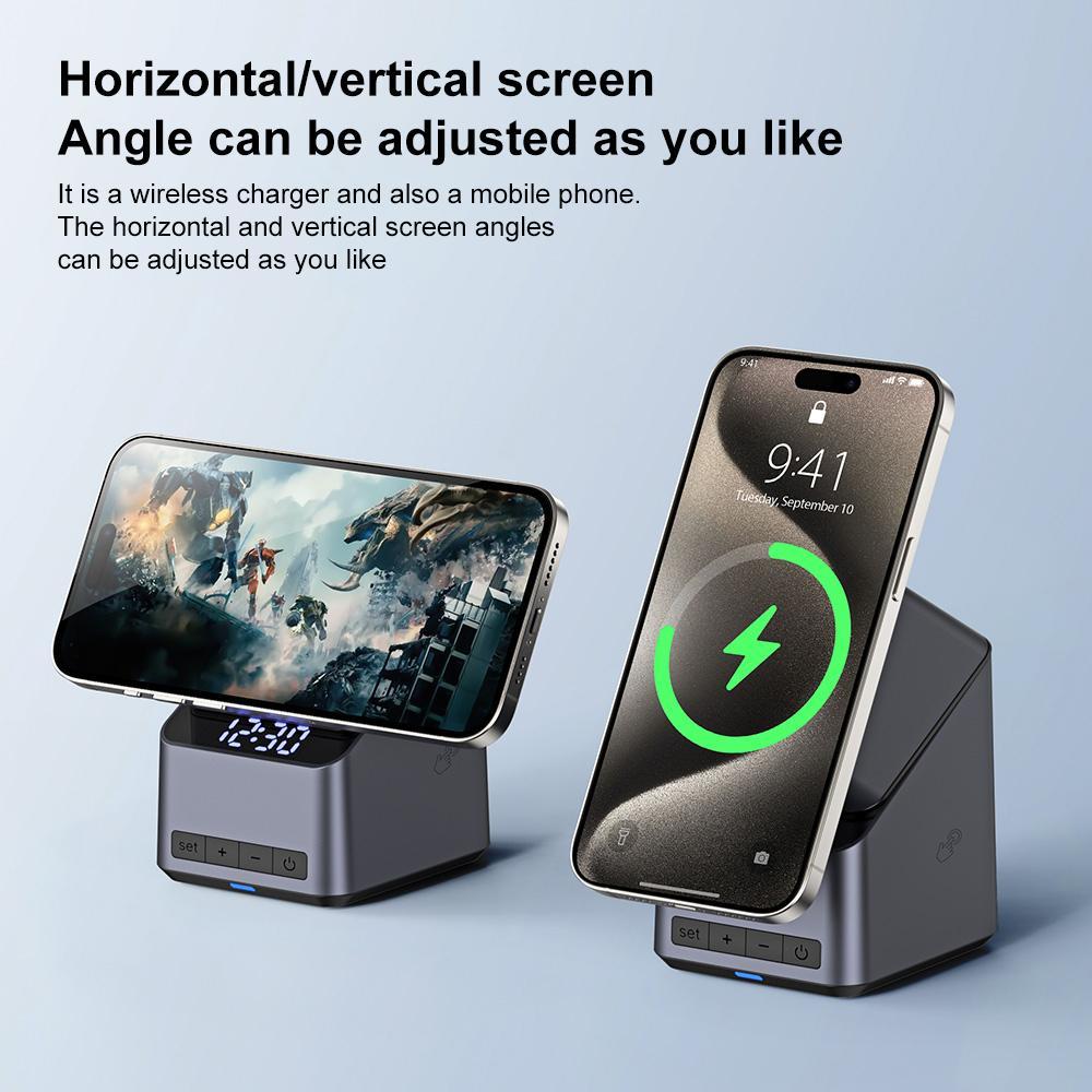 180° Rotating 4 In 1 Magnetic Wireless Charger Grey 9