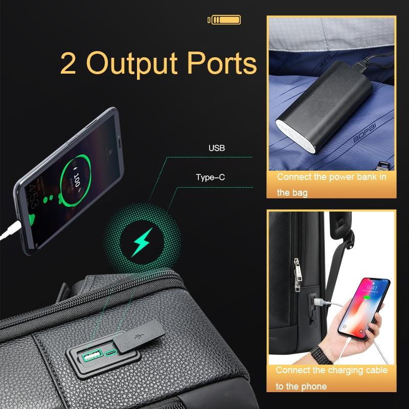 Multifunctional Anti-theft Laptop Business Backpack with Usb Charging Hole Black 6