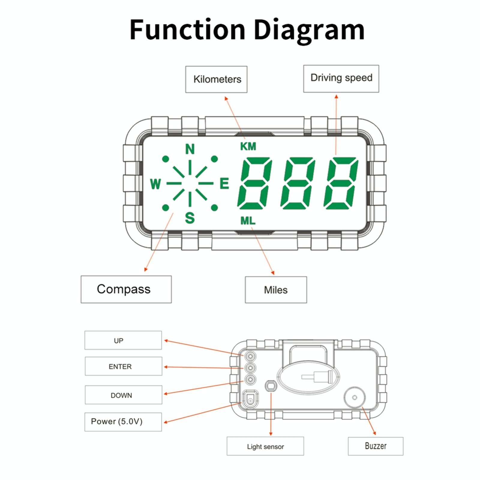 Car Head Up Display Speed Alarm English Version 6