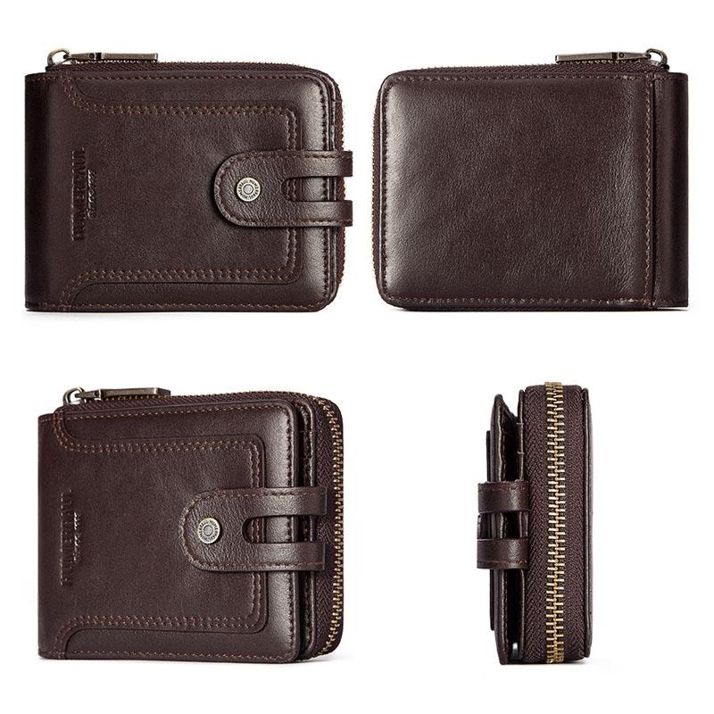 Men Leather Wallet with Rfid Protection and Coin Pocket - Black 3