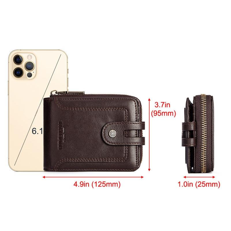 Men Leather Wallet with Rfid Protection and Coin Pocket - Black 4