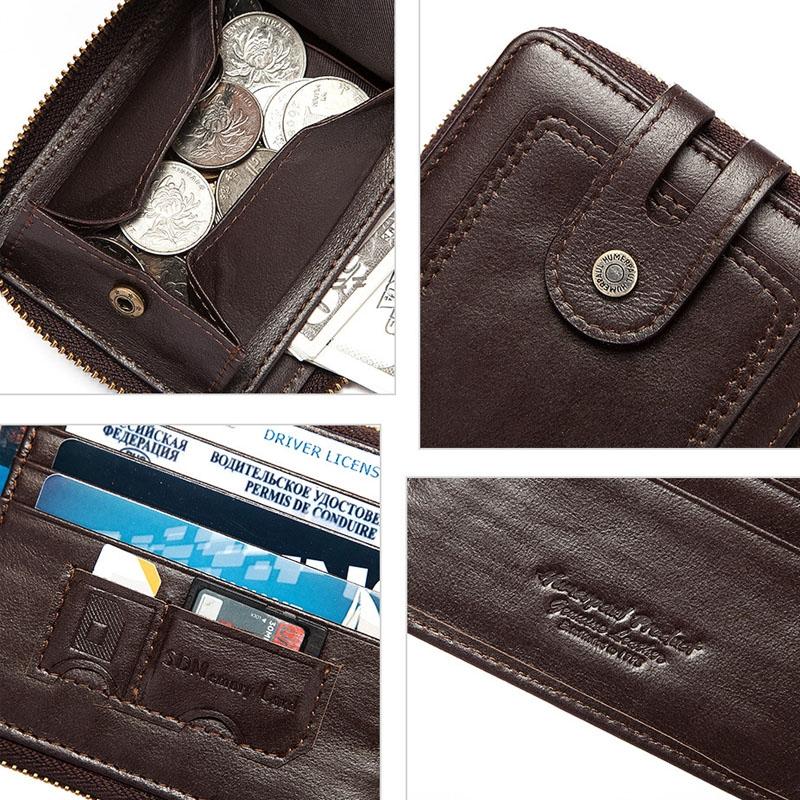 Men Leather Wallet with Rfid Protection and Coin Pocket - Black 5