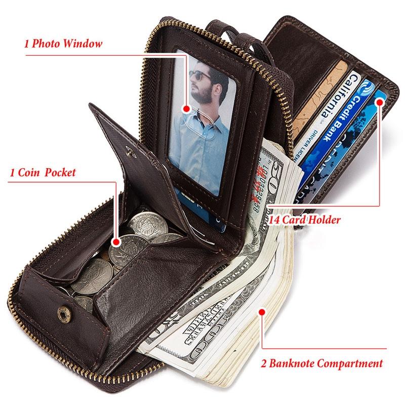 Men Leather Wallet with Rfid Protection and Coin Pocket - Black 6