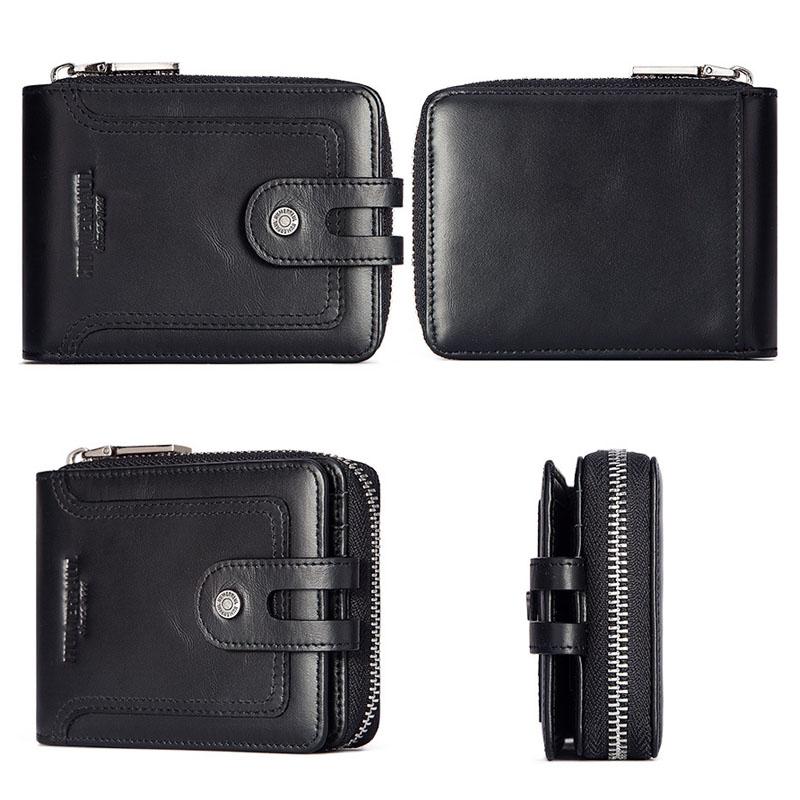 Men Leather Wallet with Rfid Protection and Coin Pocket - Black 9