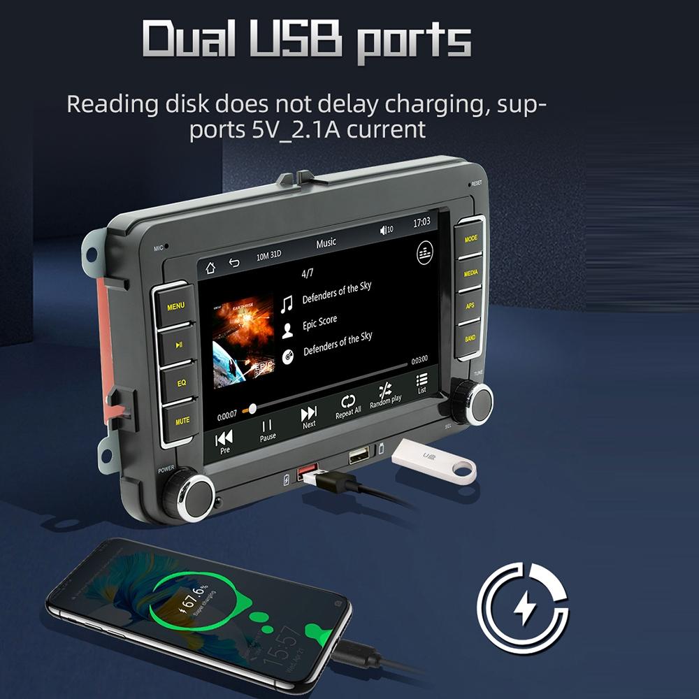 7 Inch Car Mp5 Player With Carplay / Android Auto - F9070 Black 9
