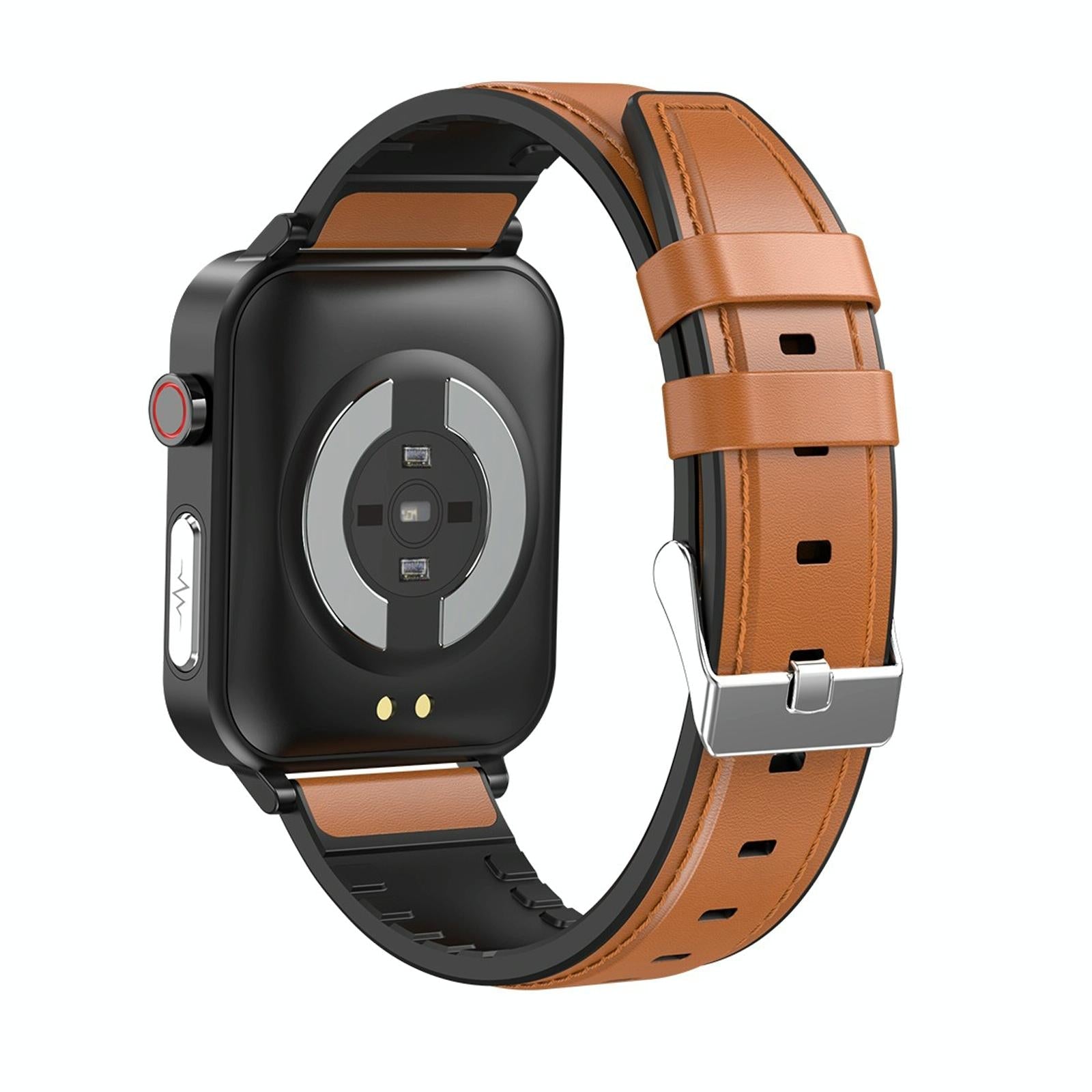 1.7 Inch Tft Colour Screen Ip68 Waterproof Smart Watch Support Blood Oxygen Monitoring / Body Temperature Monitoring / Ai Medical Diagnosis - Leather Strap - Black 5