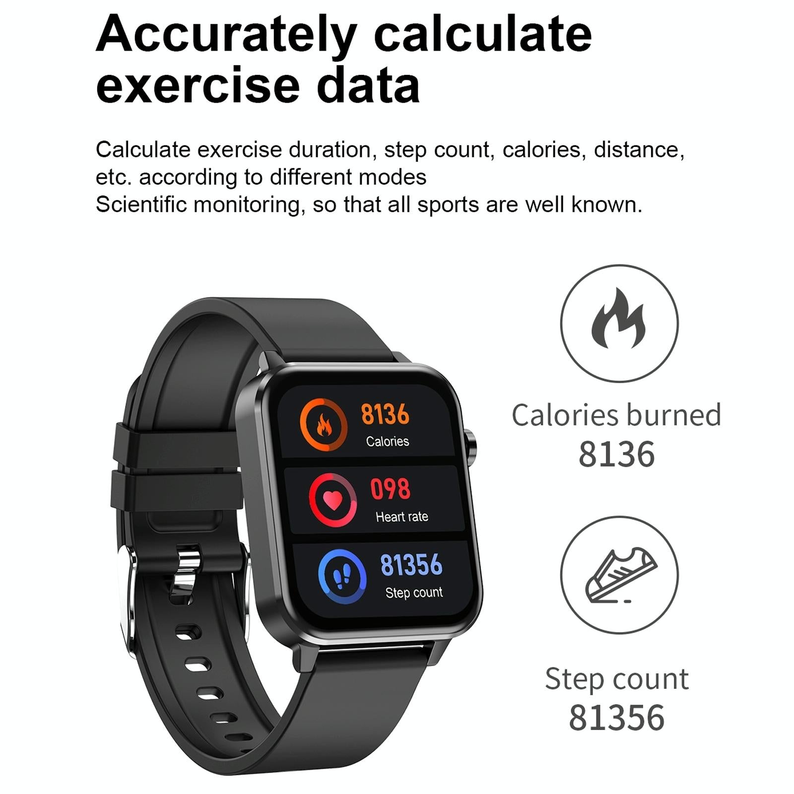 1.7 Inch Tft Colour Screen Ip68 Waterproof Smart Watch Support Blood Oxygen Monitoring / Body Temperature Monitoring / Ai Medical Diagnosis - Leather Strap - Black 12