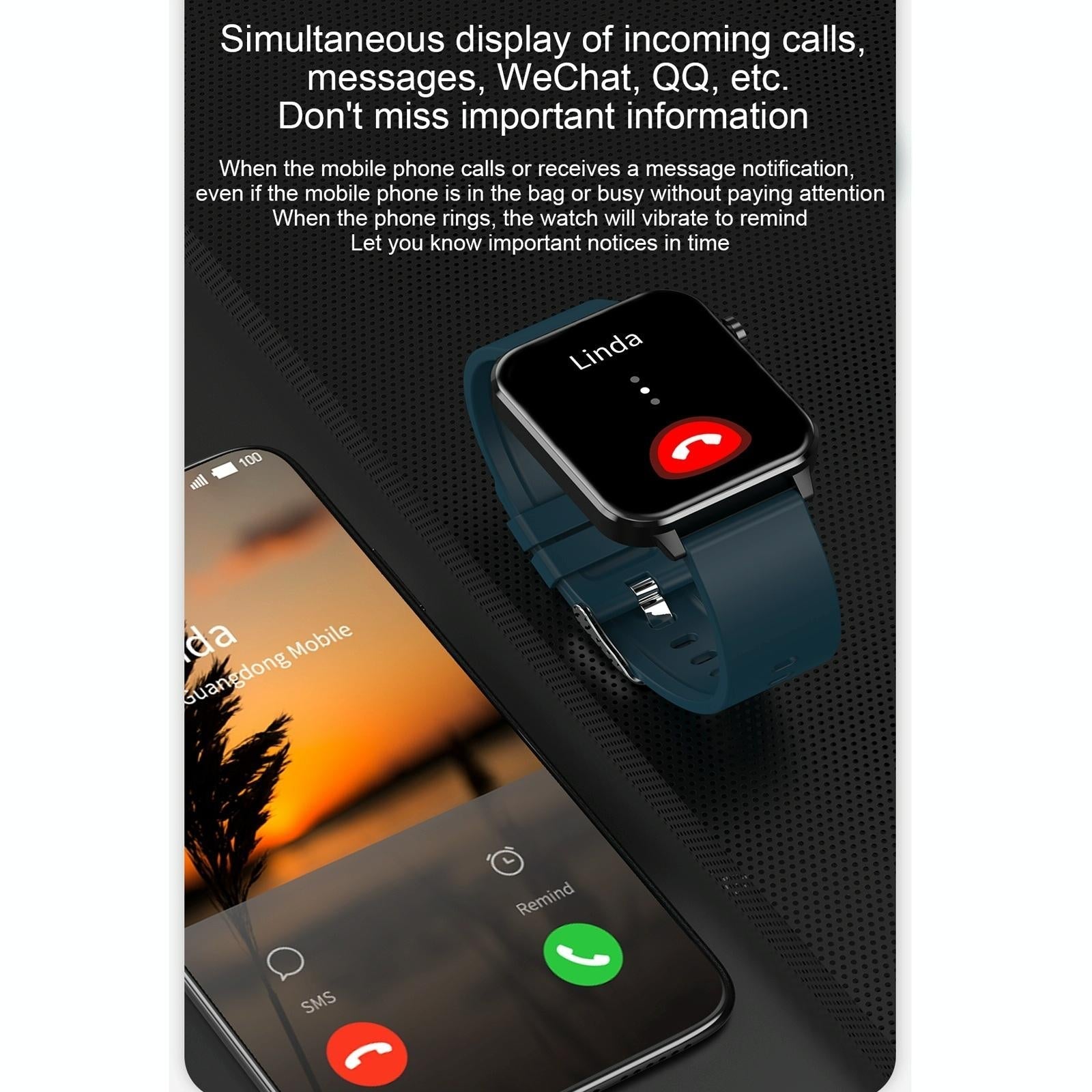 1.7 Inch Tft Colour Screen Ip68 Waterproof Smart Watch Support Blood Oxygen Monitoring / Body Temperature Monitoring / Ai Medical Diagnosis - Leather Strap - Black 13