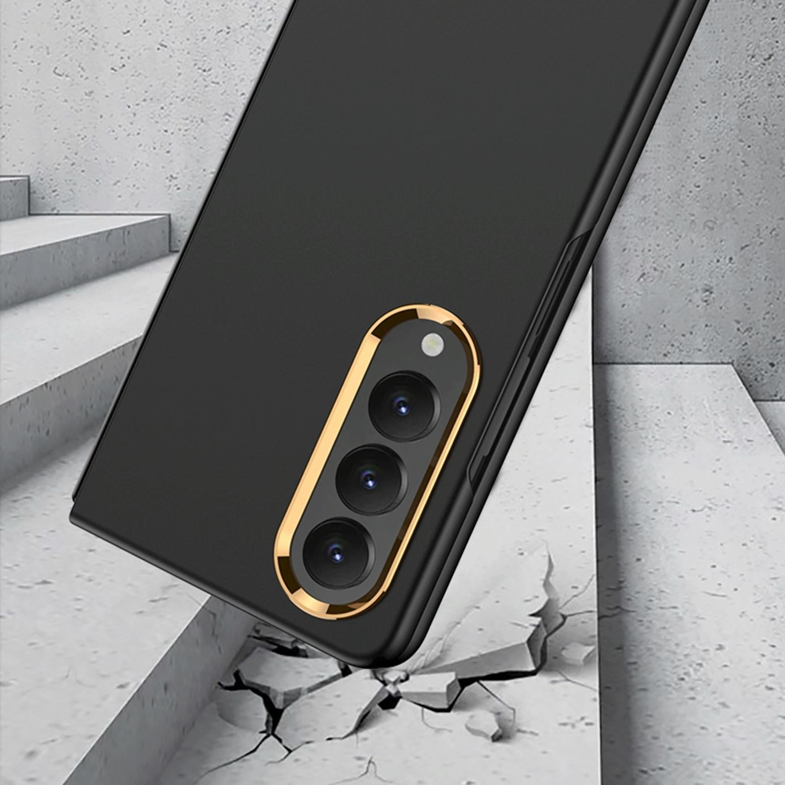 For Samsung Galaxy Z Fold4 5G Electroplating Lens Frame Case - Ultra Thin - Grey 7