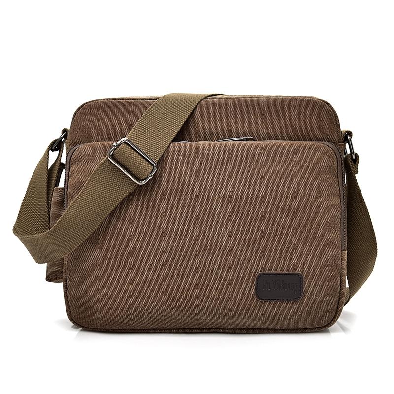 Men Vintage Canvas Single Shoulder Bag - Khaki 10