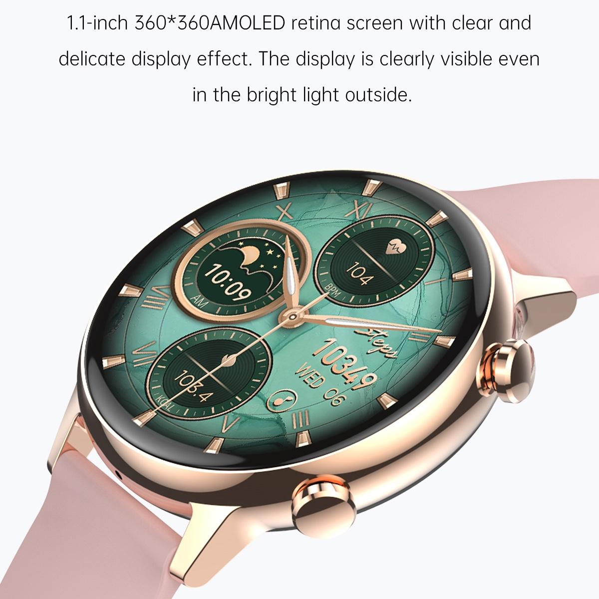 1.1 Inch Smart Stainless Steel Band Watch Support Bluetooth Call / Blood Oxygen Monitoring - Gold 5