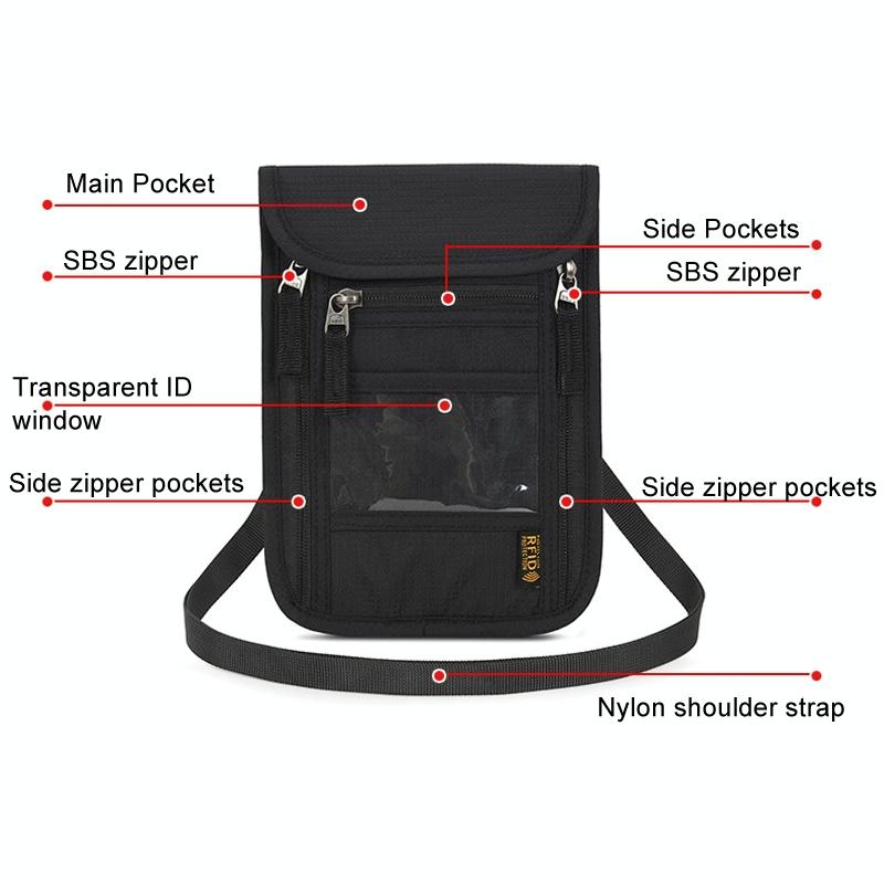 Secure Neck Bag for Passport and Phone - Multi-functional - Black 7