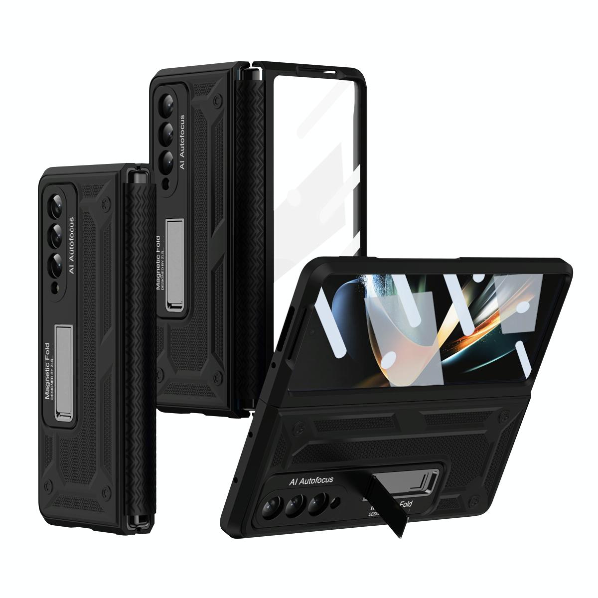 For Samsung Galaxy Z Fold4 5G Telescopic Hinge Foldable Phone Case With Stand - Pink 7
