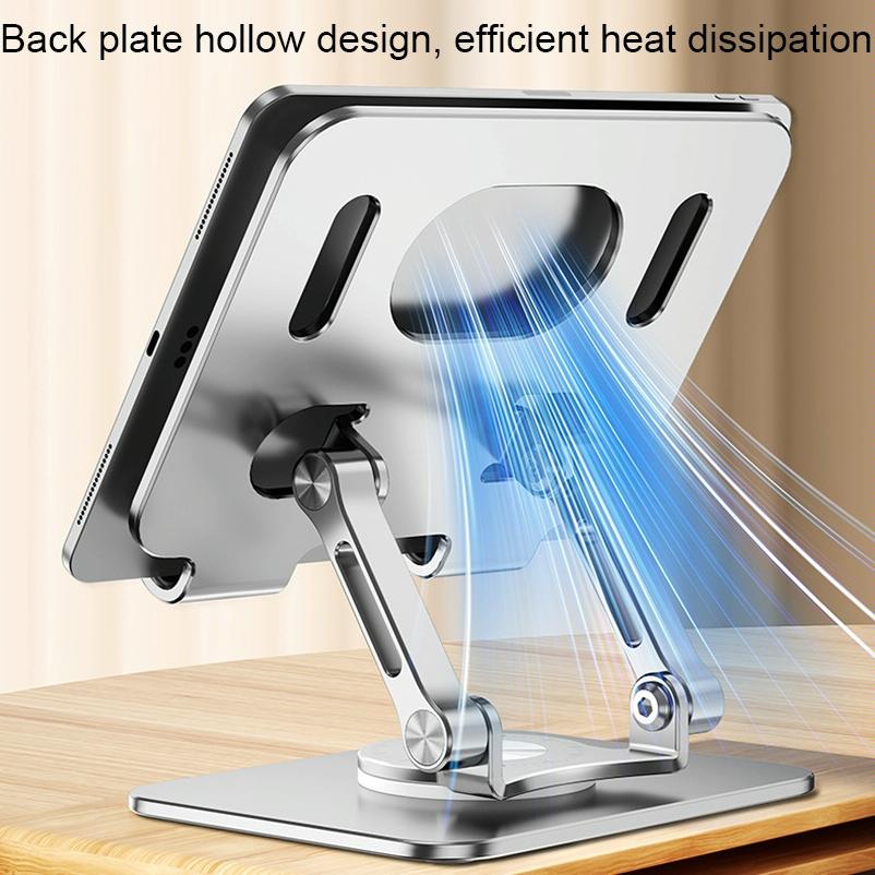 Universal Tablet Stand - 360 Degree Rotating Foldable - Silver 6