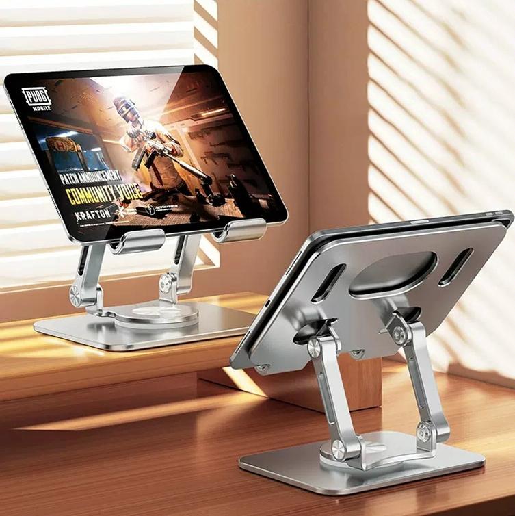 Universal Tablet Stand - 360 Degree Rotating Foldable - Silver 7