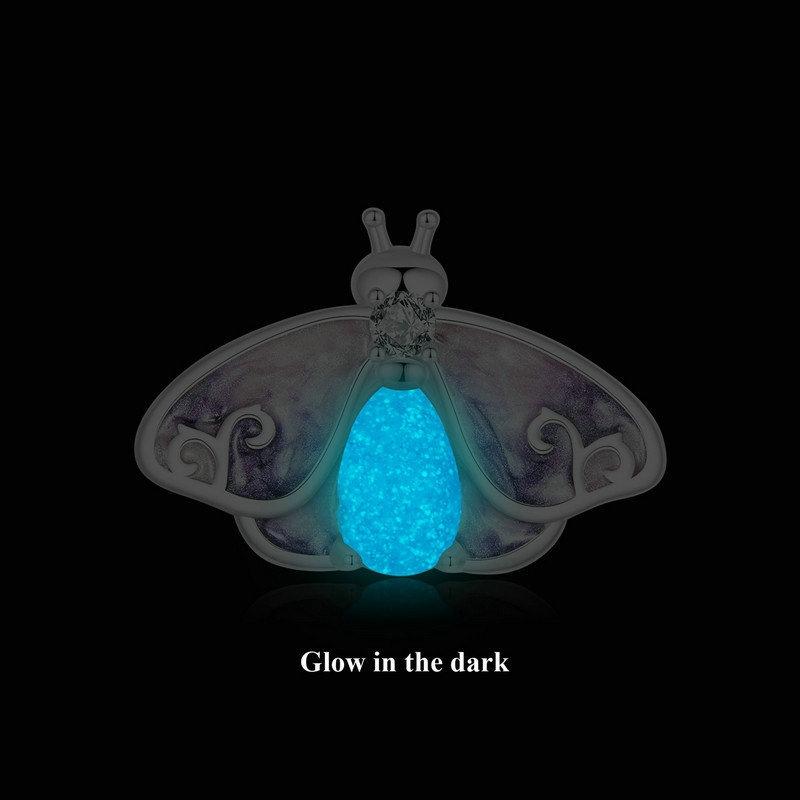 925 Sterling Silver Platinum Plated Luminous Purple Butterfly Beads 5