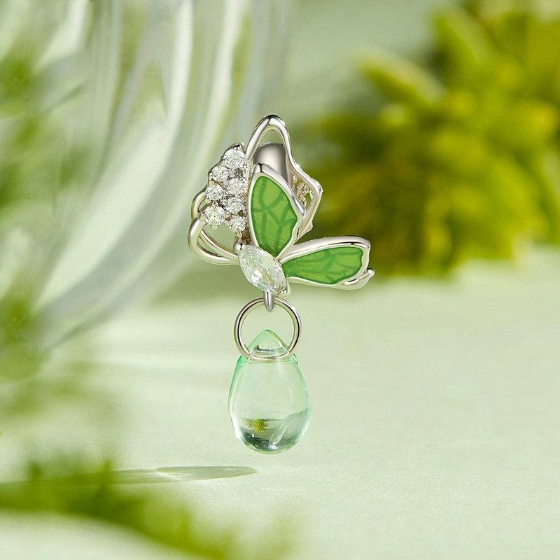 925 Sterling Silver Platinum Plated Butterfly Water Drop Diy Beads 3