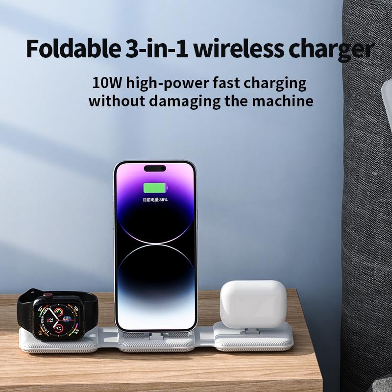 3 In 1 Wireless Charger For Apple Watch Phone & Headset - Black 7