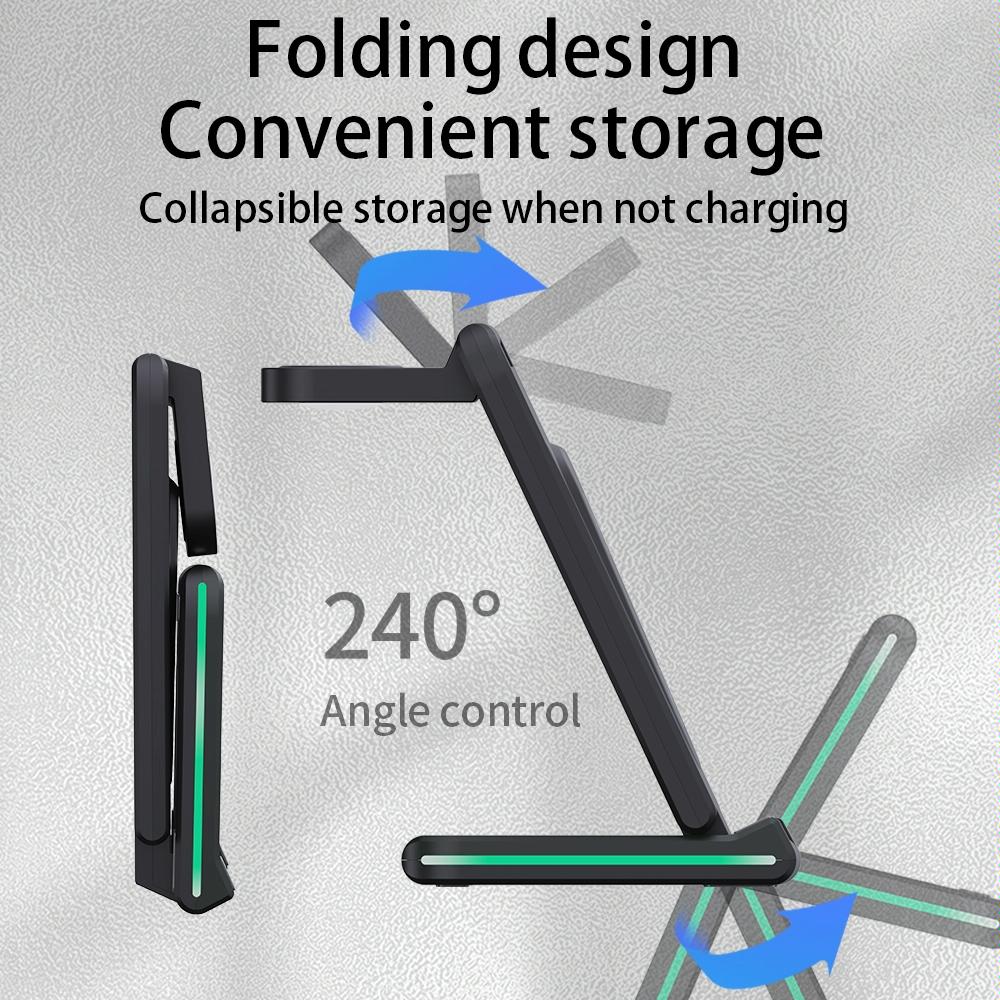 5 In 1 Foldable Wireless Charger 15W Black 4