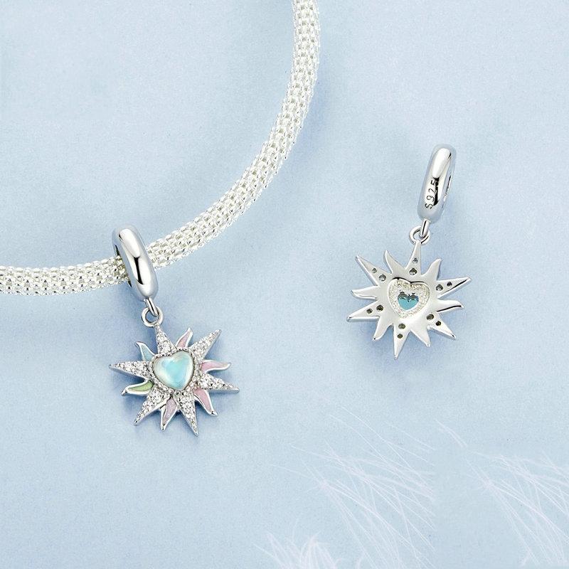 925 Sterling Silver Colorful Sunshine Sun Pendant Beads 4