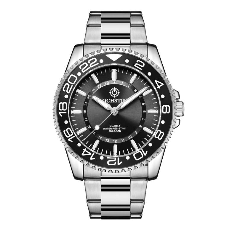 Waterproof Luminous Men Watch with Steel Strap - Multifunctional - Black + Gold 13