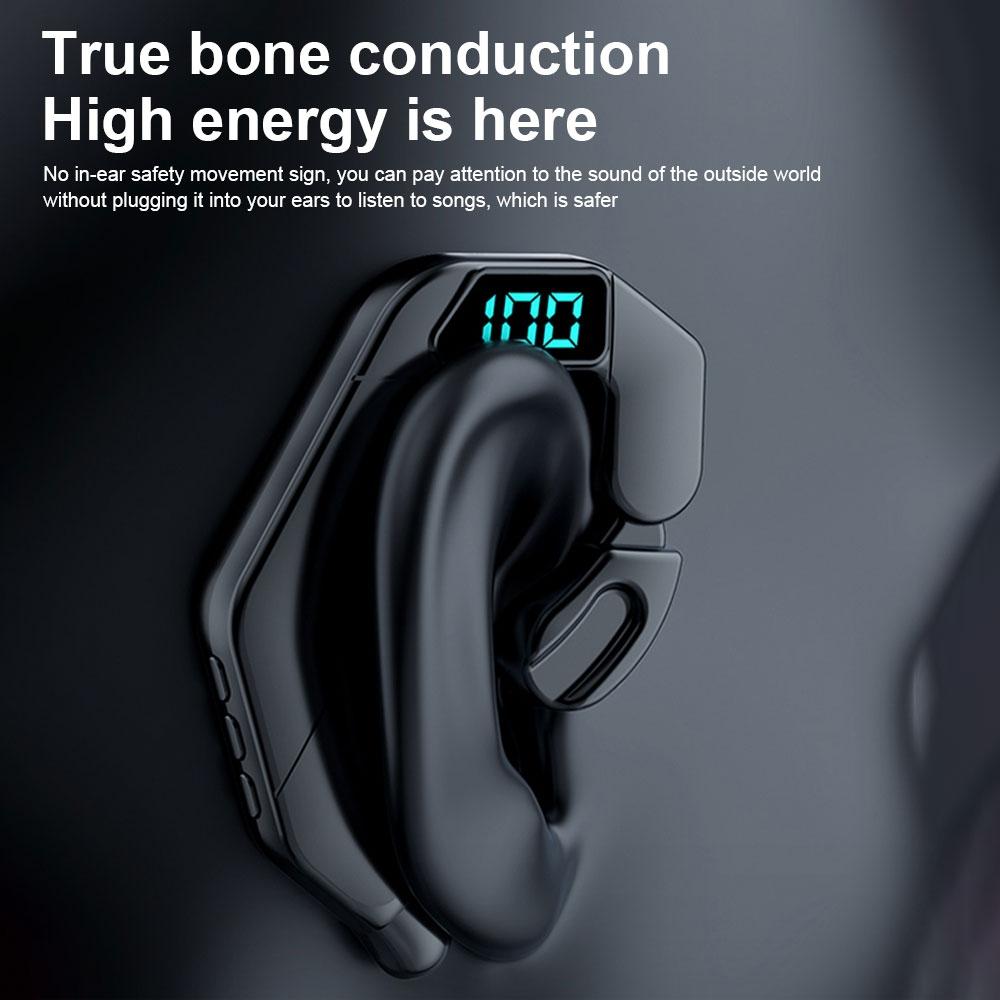 Digital Display Bone Conduction Bluetooth Headset - Sporty Design - Black 7
