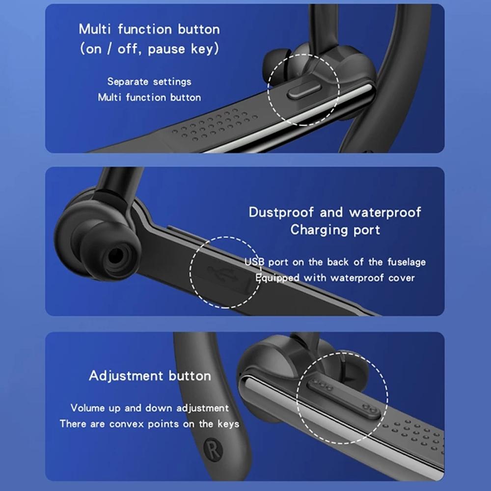Wireless Bluetooth Earphone with Noise Cancelling and Mic - Black 8