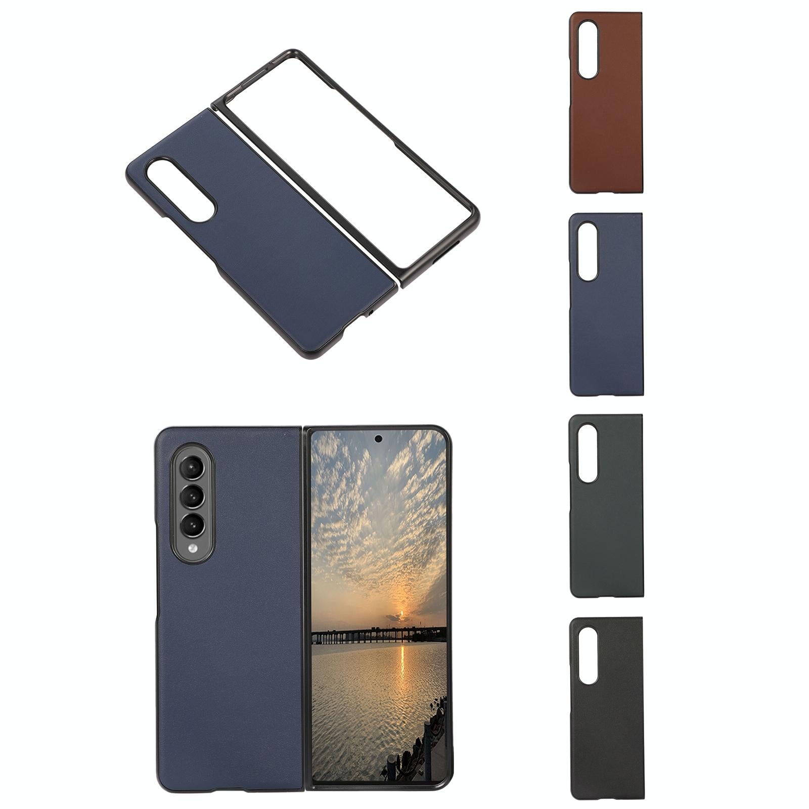 For Samsung Galaxy Z Fold4 5G Sheep Texture Leather Phone Case - Black 7
