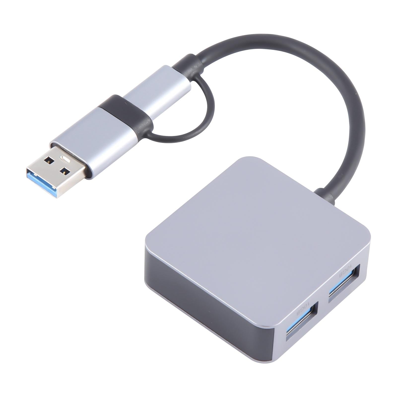 4-In-2 Usb + Usb-C 4 Port Hub Adapter Grey 3