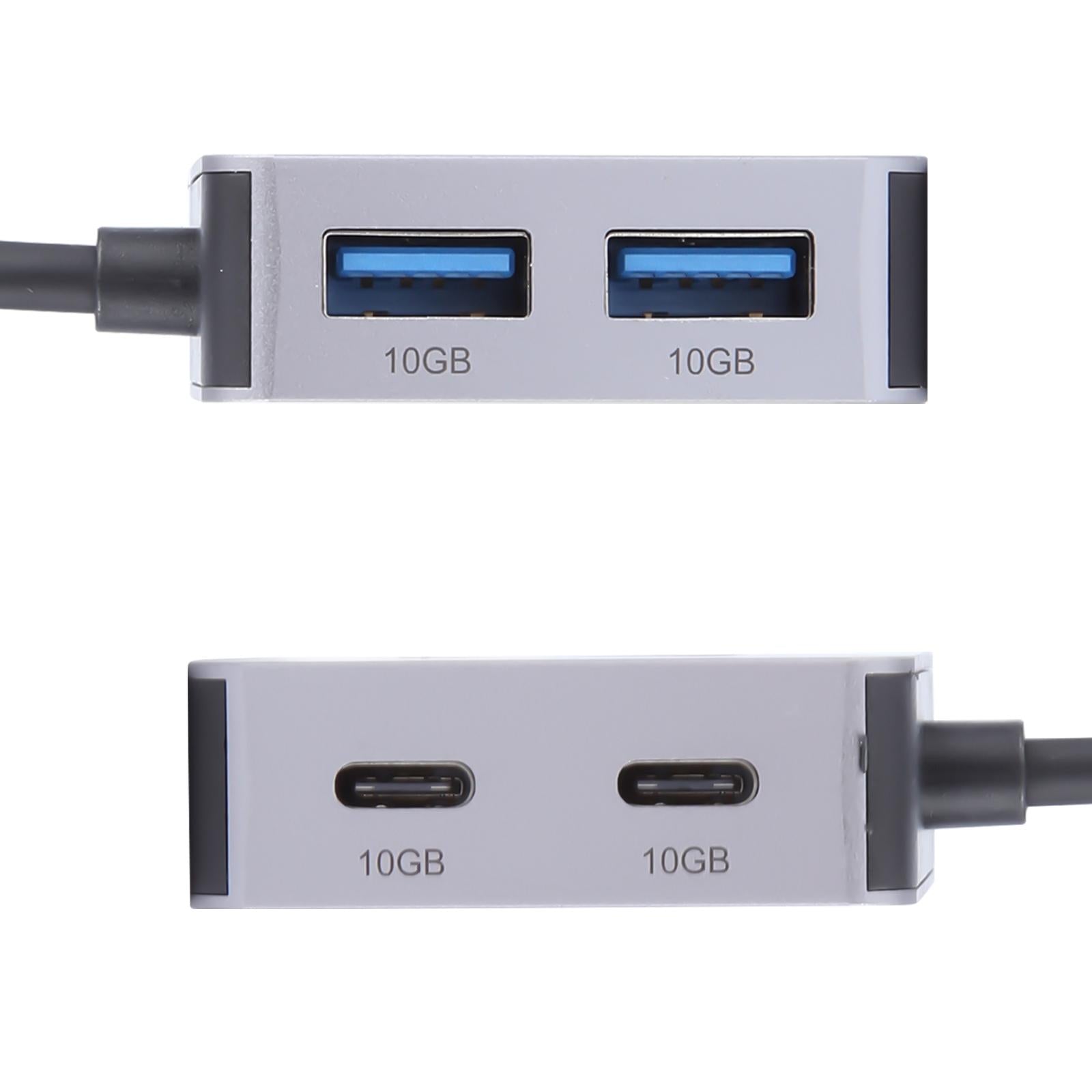4-In-2 Usb + Usb-C 4 Port Hub Adapter Grey 5