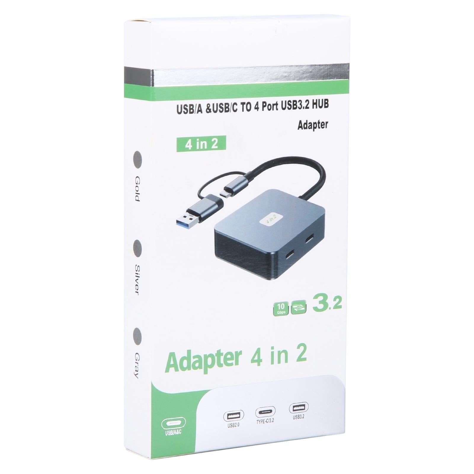 4-In-2 Usb + Usb-C 4 Port Hub Adapter Grey 7