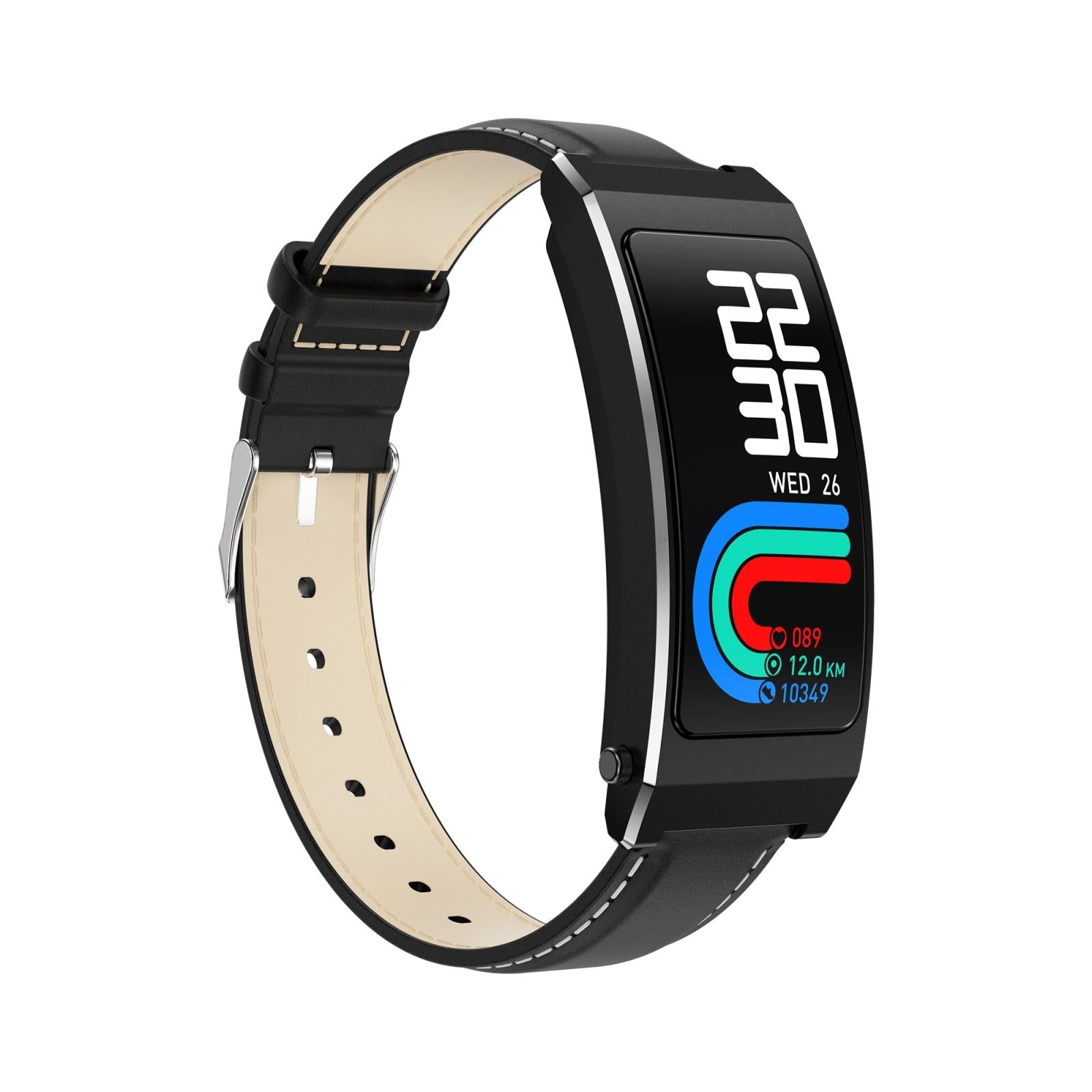 Smart Health Monitoring Bracelet With Bt Call And Leather Strap - Black Steel Strap 3