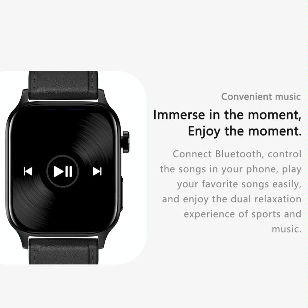 1.85 Inch Tft Screen Leather Band Health Smart Watch Support Bluetooth Call / Plateau Blood Oxygen / Body Temperature / Arrhythmia / Ti Heart Rate Monitoring - Black 6