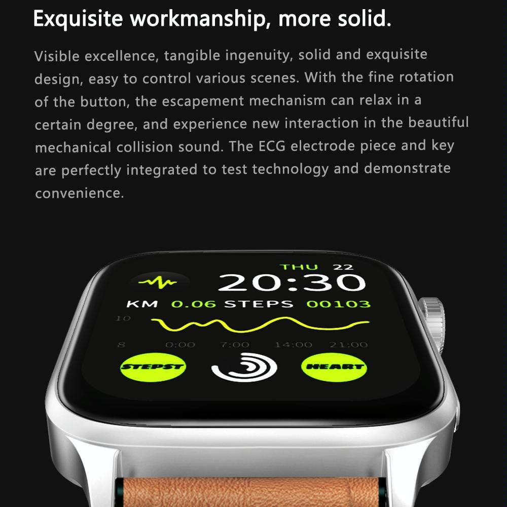 1.85 Inch Tft Screen Leather Band Health Smart Watch Support Bluetooth Call / Plateau Blood Oxygen / Body Temperature / Arrhythmia / Ti Heart Rate Monitoring - Black 10
