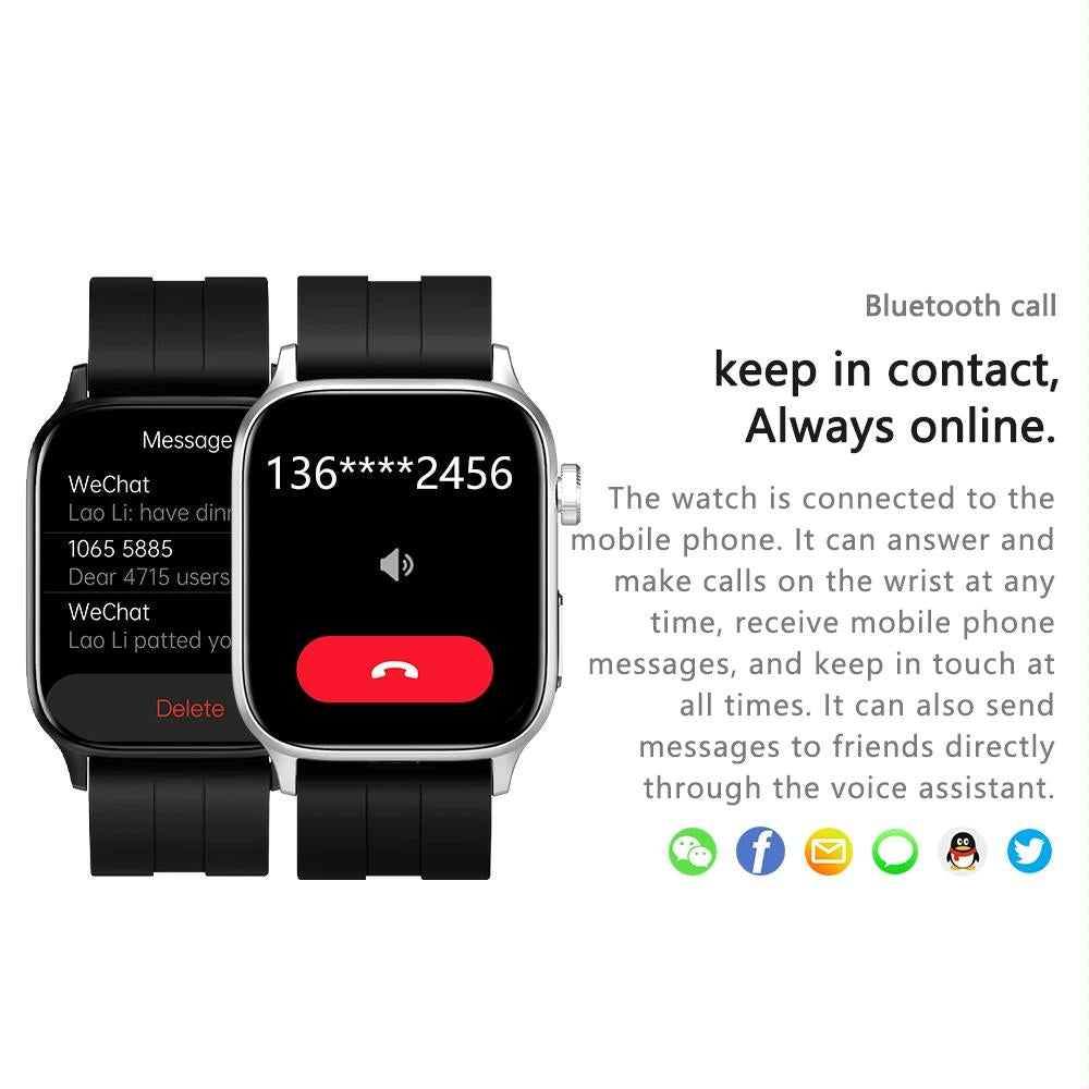 1.85 Inch Tft Screen Leather Band Health Smart Watch Support Bluetooth Call / Plateau Blood Oxygen / Body Temperature / Arrhythmia / Ti Heart Rate Monitoring - Black 13
