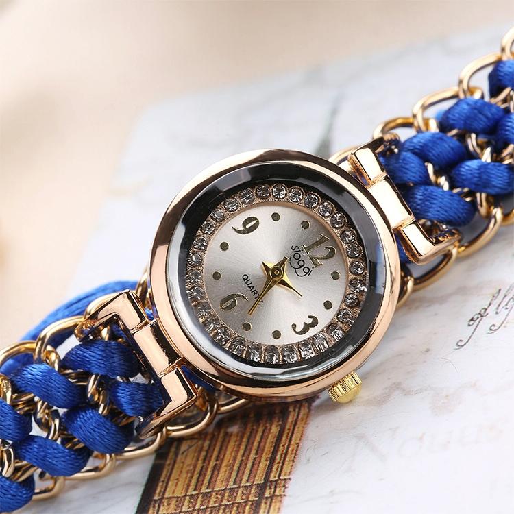 Quartz Wrist Watch with Knitting Rope Chain for Women - Black 4