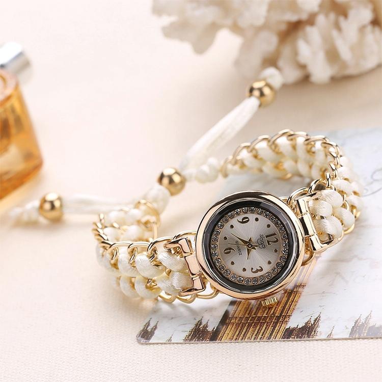 Quartz Wrist Watch with Knitting Rope Chain for Women - Black 8