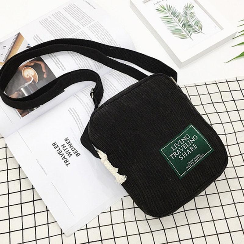 Striped Velvet Crossbody Bag Versatile & Simple - Black 11