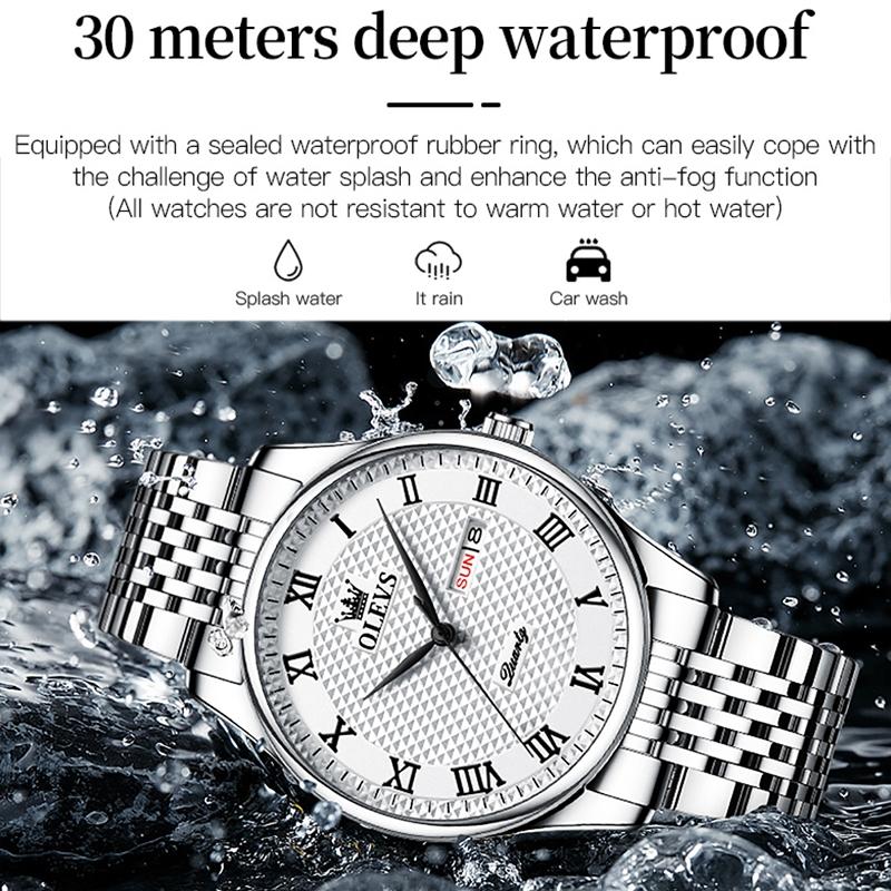 Waterproof Quartz Watch for Men - Multifunctional Business - White 7