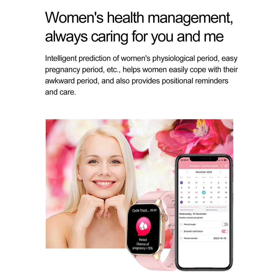 Waterproof Smart Watch With Bluetooth And Blood Oxygen Monitoring - Ip68 - Pink 4