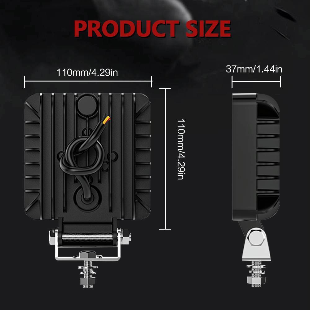 4 Inch Square Mixed Luminous Double Arrow Angel Eye Car Work Light 11